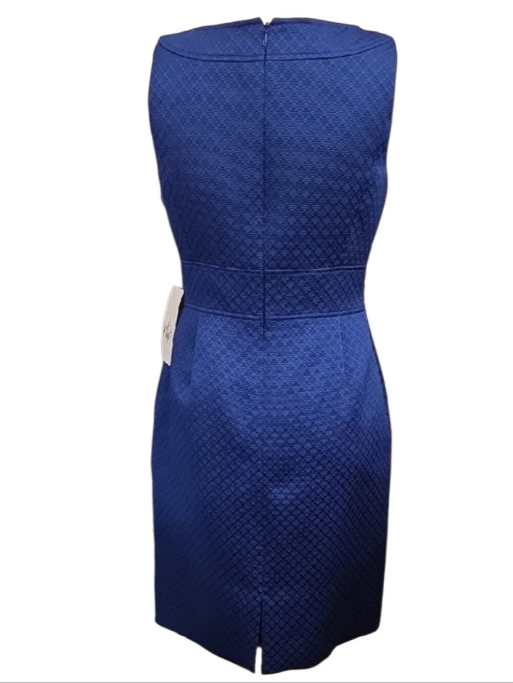 NWT Tahari Arthur S Lavine Sleeveless Textured Royal Blue Sheath Dress - Picture 3 of 5